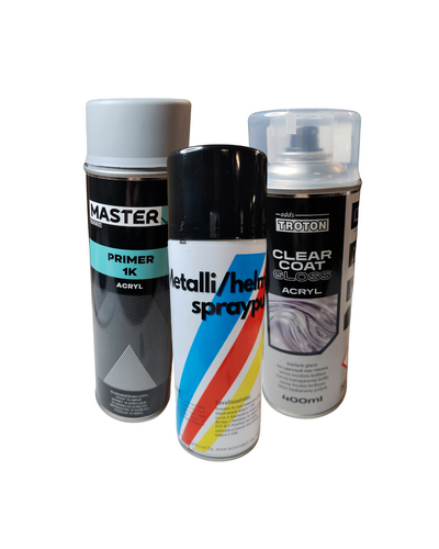 Spraymaali-paketti metalliväreille, 3 pulloa